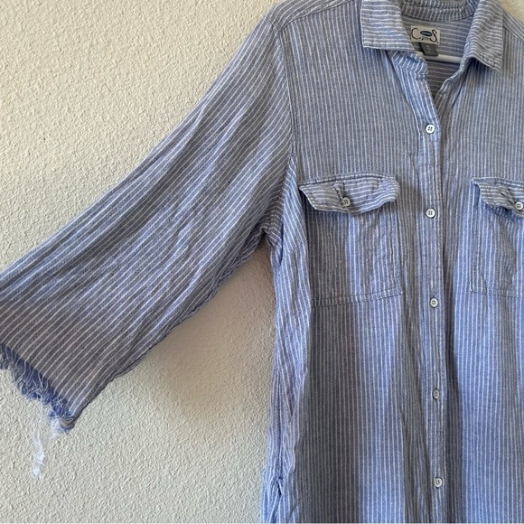 Old Navy Women’s Shift Dress XL Blue White Stripe Button Front Pockets Relax - Picture 5 of 12
